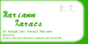 mariann karacs business card